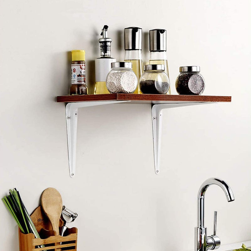 WideskallÂ® Metal 5" x 6" inch Wall Corner Angle Shelving Shelf Brackets, White, Pack of 12 - Image 4